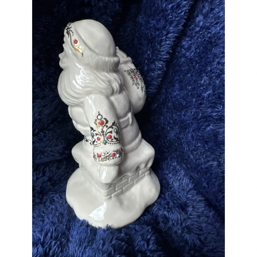 Lenox China Jewels Santa‎ on Chimney Figurine 7